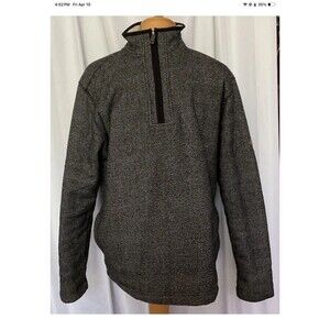 Orvis Sweater Men M Gray Sherpa Lined Fleece 1/4 Zip High Pile Pullover Outdoor